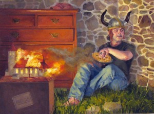 Nathaniel Rogers, Jack Horner (The Last Viking), 2009, oil on panel, 6 x 8 inches, 15.2 x 20.3 cm. Images are copyright Kenny Hunter, courtesy Conner Contemporary Art.