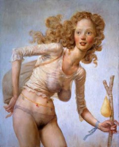 John Currin, The Hobo, 1999, Oil on canvas. Courtesy of the Museum of Contemporary Art San Diego.