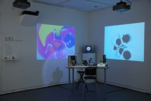Michelle Herman, Applied Research & Technology (installation view, 2008), video and science equipment, 2008. Photo coutesy of the artist.